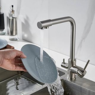 Смеситель для кухни Shevanik S328L с подключением фильтра сатин